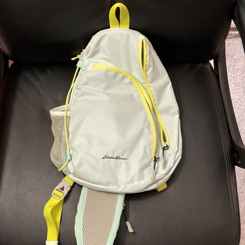 Eddie Bauer Mint Green Backpack with Yellow Trim